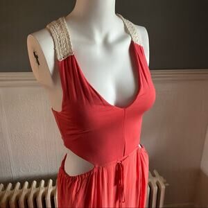 L*Space dress coverup small Crochet coral cutout pink orange beachy vacation